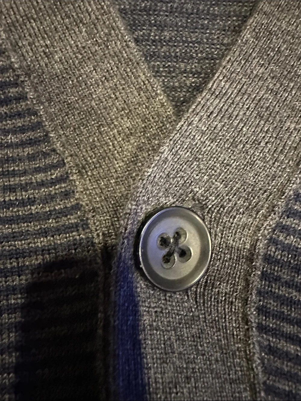 Banana Republic Men's Dark Gray Striped V-Neck Button Cardigan